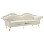 Meridian Furniture - Lips Velvet Upholstered Sofa, Cream - Put your best pucker forward with this Lips velvet sofa. So named because of its beautiful, pouty shape, this Lips sofa makes a stunning addition to your living room. Soft cream velvet upholstery covers every inch of this striking sofa, giving it a sumptuous boudoir-inspired feel. Gold medal legs support the sofa, adding a touch of refinement while allowing clearance beneath it for cleaning.