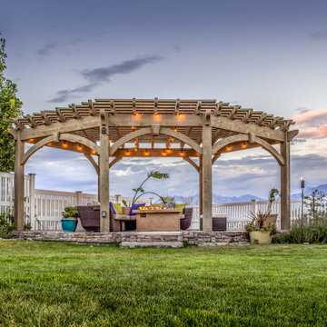 Entertainment Size | Olive Gray 6 Post Timber Frame Shade Structure