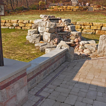 Limestone Boulder Waterfall & Patio