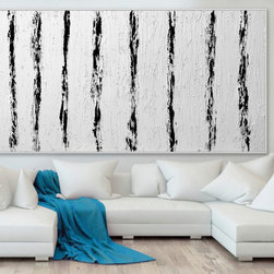 Preethi Arts - 36" x 72" white minimal Large Modern abstract Painting textured wall art - Paintings