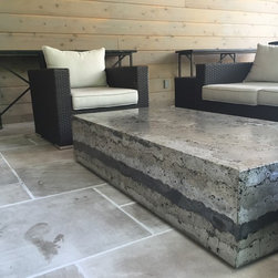 concrete coffee table with hidden caster wheels - Coffee Tables