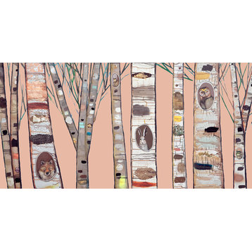"Birch Trees - Coral" Canvas Wall Art by Eli Halpin, 24"x12"