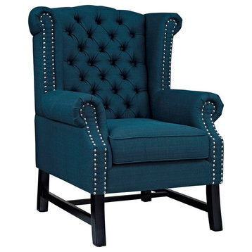 Modern Contemporary Urban Design Living Lounge Room Armchair, Navy Blue, Fabric