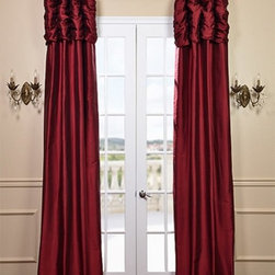 Ruched Bold Red Curtain - Curtains