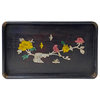 Chinese Rectangular Mother of Pearl Flower Birds Theme Wood Tray Hws1877