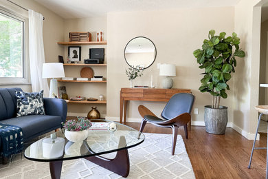 Living room - mid-century modern living room idea in Denver