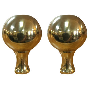 Royal Designs Medium Ball Lamp Finial, Antique Brass, Set of 2