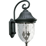Progress Lighting - Progress Lighting 2-60W Candle Wall Lantern, Black - Capture the romance with this two-light wall lantern from the Coventry collection that features optic hammered glass, stylized cap and Sheppard's hook. Die-cast aluminum construction.
