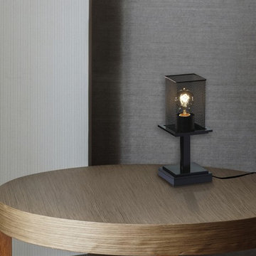 Montana 1-Light, Table Lamp, Matte Black With Wire Mesh Shade