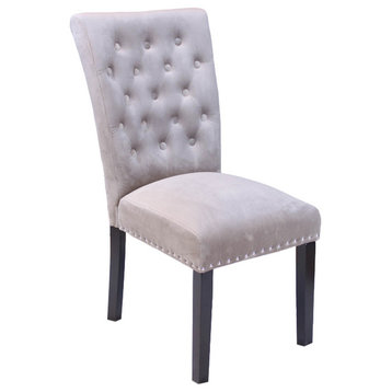 The Eleanor Dining Chair, Taupe, Velvet, Set of 2