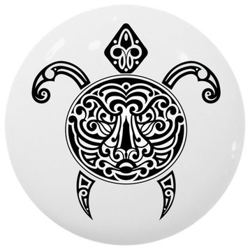 Tribal Sea Turtle Ceramic Cabinet Drawer Knob