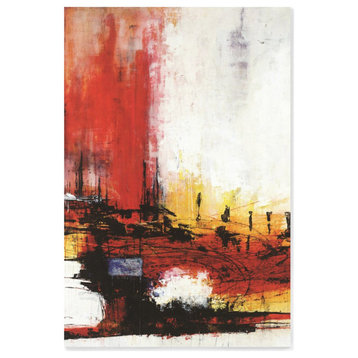 Crimson Industry Modern Hand Painted Canvas Abstract Art - 72" x 48"