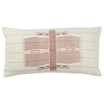 Jaipur Living Milak Tribal Red/Cream Poly Fill Pillow 12"X24" Lumbar