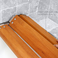 29" x 15" Removable Tri-Fold Tub Seat, White Molded 4" Slats, Teak Wood