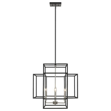 Titania 4 Light Pendant in Black And Brushed Nickel