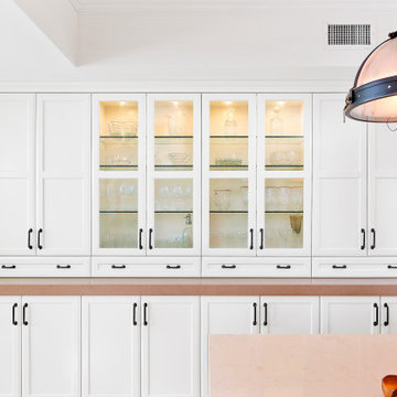 White Shaker Perimeter Textured Melamine Island