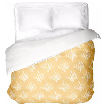 Good As Gold Leaves Pattern Duvet Cover, Queen