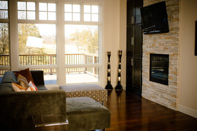 Example of a trendy family room design in Cedar Rapids