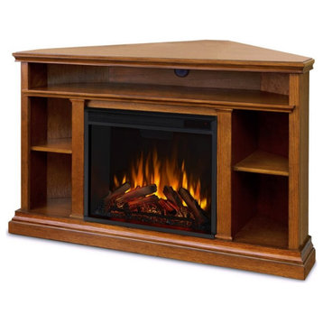 Bowery Hill Traditional Wood Electric Corner Fireplace for TVs up to 50" in Oak