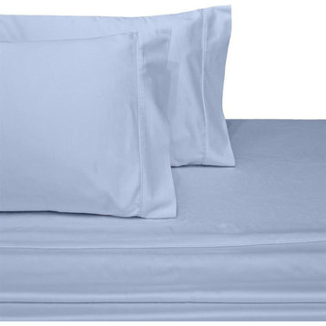 Blue Extended Queen (Olympic Queen) 100% Cotton 600 Thread Count Sheets Solid