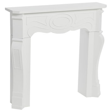 Small Victorian Decorative Fireplace Mantel, Flat Paintable White