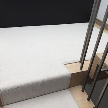 Installing White Carpet to Stairs as a Runner