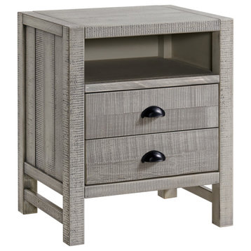 Alaterre Furniture Windsor 2-Drawer Wood Nightstand - Driftwood Gray