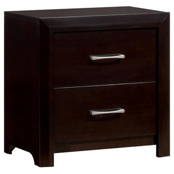 Furniture of America Barett Contemporary Wood 2-Drawer Nightstand in Espresso