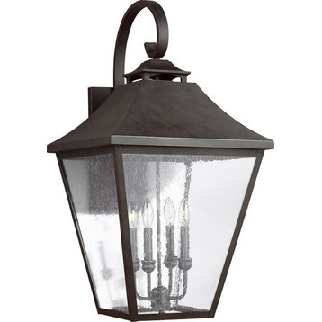 Galena 4-Light Wall Lantern, Sable With Clear Seeded Glass Plates