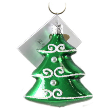 Tiered Christmas Tree - One Ornament 2.5 Inch, Glass - Ornament NM752 GREEN