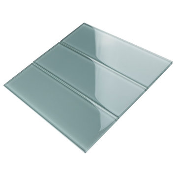 4"x12" Baker Glass Subway Tiles, Set of 3, Light Gray