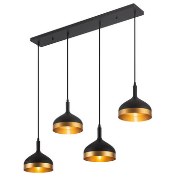 Dash Collection 4-Light Island Light in Black and Gold