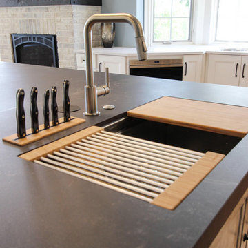 White and Gray Kitchen with Massive Storage Solutions