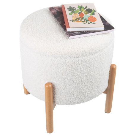 Round Sherpa Footrest or Storage Organizer