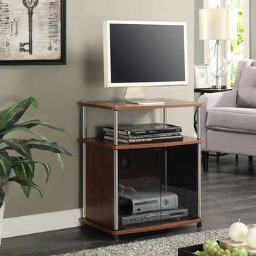 Designs2Go TV Stand with Black Glass Cabinet
