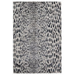 Jaipur Living - Nikki Chu by Jaipur Living Kimball Animal Dark Blue/Ivory Runner Rug 2'2"x8' - The Malilla by Nikki Chu showcases a glamorous, eye-catching sheen that boldly complements the globally inspired motifs. The captivating leopard print design of the Kimball rug anchors a space with patterned panache, while the classic dark blue, ivory, and silver color offers a grounding tone to any style decor. This power-loomed rug features metallic polyester fibers blended with stain-resistant polypropylene for a brilliant luster from various perspectives.