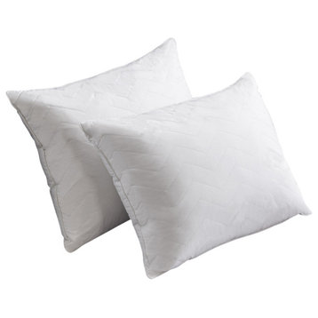 Cotton Luxe Hotel Herringbone Quilted Pillow, 2-Pack, Queen