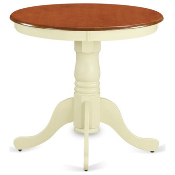 Atlin Designs Round Rubber Wood Dining Table in Cream/Cherry