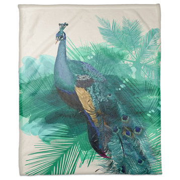 Colorful Peacock Tropical 50x60 Coral Fleece Blanket