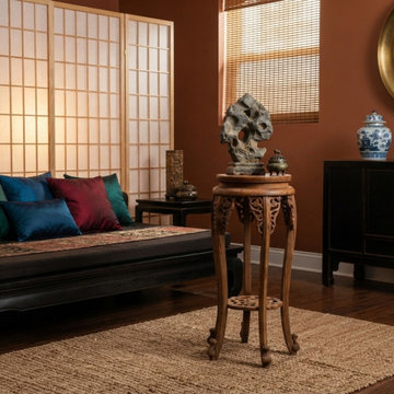 Oriental Vintage Style Light Brown Wood Plant Stand Pedestal Table GB710