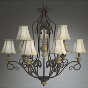 Traditional 9 Light Aged Crackle Chandelier