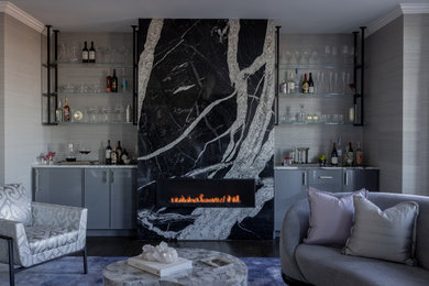 Example of a transitional home bar design in Boston