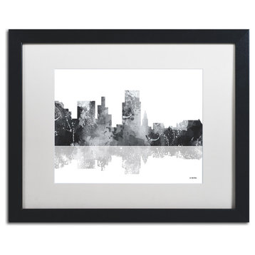Marlene Watson 'Boise Idaho Skyline BG-1' Art, Black Frame, 16"x20", White Matte