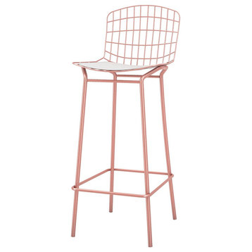 Madeline Barstool in Rose Pink Gold and White