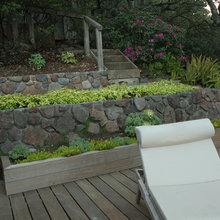 wooden hillside planter boxes