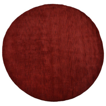 Hand Knotted Loom Wool Area Rug Solid Red