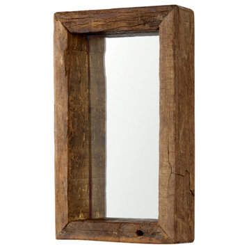 Gervaise Brown Solid Wood Frame Rectangular Wall Mirror, 12" x 7"