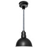 8" Blackspot LED Pendant Light, Matte Black With Galvanized Silver Downrod
