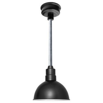 10" Blackspot LED Pendant Light, Matte Black With Galvanized Silver Downrod