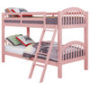 Cresswell Convertible Twin Over Twin Arched Bunk Bed with Drawers, Pink